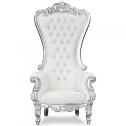 White with Silver Throne Chair