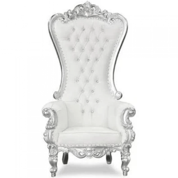 White with Silver Throne Chair