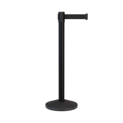 Black Crowd Control Post with Retractable Belt